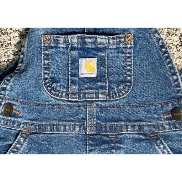 Carhartt Baby Denim Overalls Sz 18M Blue Jean Bibs Classic Rugged Workwear - Picture 2 of 4